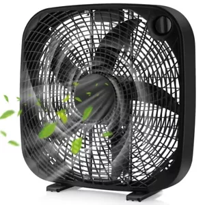 Floor Portable 20 Inch Box Fan with 3 Speed Settings and Knob Control Black New - Picture 1 of 10
