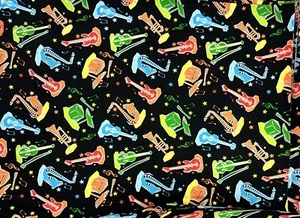 Instrumental Music Cotton Sewing Fabric By Exclusively Quilters 4 Yards - Picture 1 of 2
