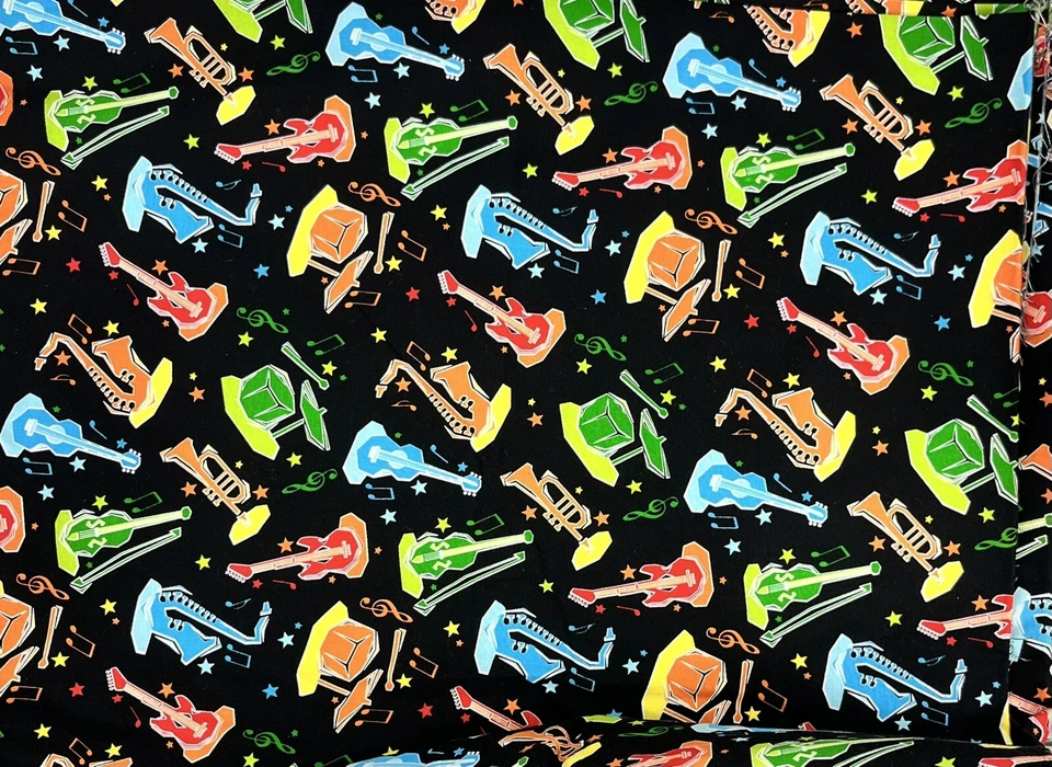 Instrumental Music Cotton Sewing Fabric By Exclusively Quilters 4 Yards - Image 1 of 2