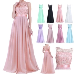 Women's Chiffon Long Bridesmaid Dresses Cocktail Wedding Evening Prom Ball AU - Picture 1 of 111