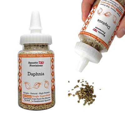 AQUATIC PROVISIONS Freeze Dried Daphnia 0.5 oz Easy to Feed Bottle, Aquarium Fish Food Inverts Fry