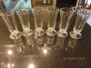 VETRI PARFAIT vintage set di 6 piccoli a costine 5 1/4" gelato soda, succo - Foto 1 di 6