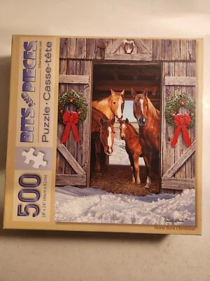 Bits and Pieces Horse Barn Christmas 500 Piece Jigsaw Puzzle * BRAND NEW * - Image 1 of 4