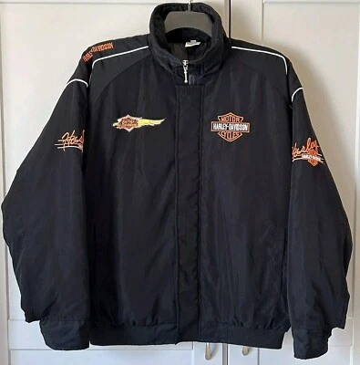 Harley Davidson White Label Mens XL Jacket Embroidered Stitched Black Classic  - Image 1 of 4