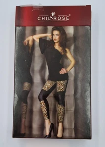 Chilirose Black Leopard Print Leggings Small Med (CR-3390) - Picture 1 of 5