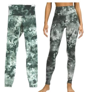 Leggings Lululemon allineati vita alta tintura diamantata Starlight abete fumè 27"" UK 8 - Foto 1 di 8