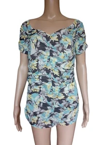 St. John Couture Womens Short Sleeved Multicolor Top Ruched Stretchy Medium - Picture 1 of 10