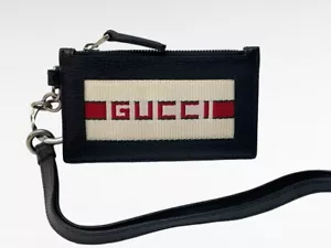 Gucci Jacquard Stripe Card Holder Coin Case 523815 - Picture 1 of 6