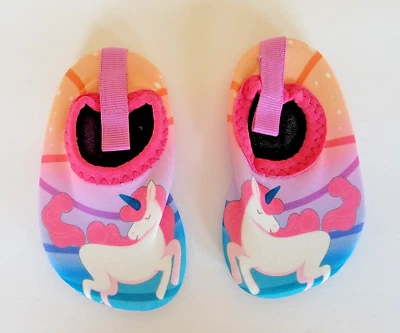Girls Unicorn Slip On Shoes Multicolor  Infant US Size 2-2.5M Quick Dry Non-Slip - Image 1 of 4