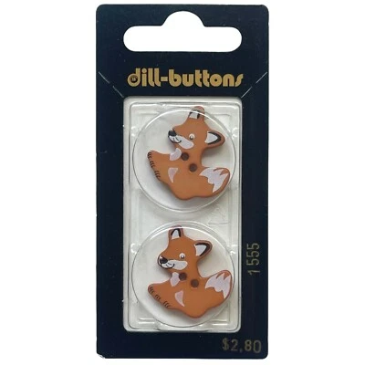 Buttons Dill Orange FOX 2-Hole Flat Type 1" 25MM 1555 Animal Made in Germany - Image 1 of 4
