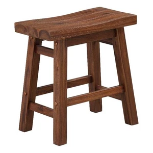 Boraam Sonoma Saddle 18 inch Stool Chestnut Wire-Brush Set of 2 - Picture 1 of 8