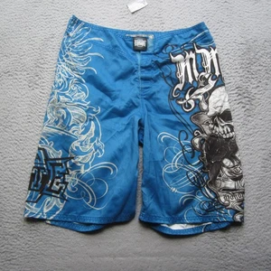 Pantaloncini da tavola MMA Elite uomo blu medio teschio tatuaggio arte grafica abbigliamento da combattimento poli - Foto 1 di 12