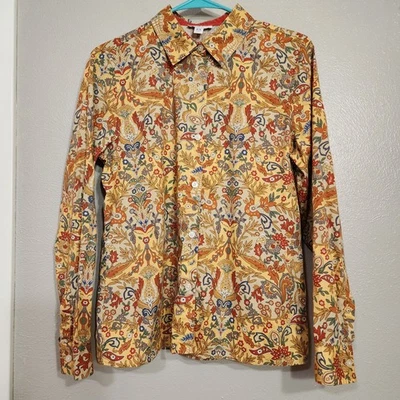 Camisa para mujer Charter Club manga larga abotonada talla 10 cachemira boho Foto 1 de 4