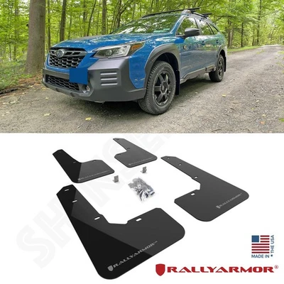 Черные грязевые щитки Rally Armor с серым логотипом для Subaru Outback Wilderness 2022-2025 годов выпуска - Изображение 1 из 4