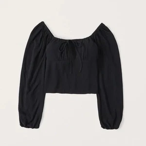NWT Abercrombie black square-neck milkmaid long sleeve blouse (XL) - Picture 1 of 6