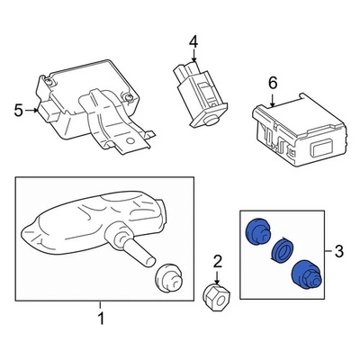 For Lexus ES300h 13-24 Tire Pressure Monitoring System (TPMS) Sensor Service Kit - Изображение 1 из 4