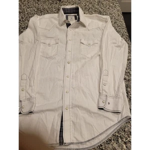 Camisa a Presión Occidental Manga Larga Punto Paisley Blanca Para Hombres PANHANDLE ÁSPERA STOCK M - Imagen 1 de 9