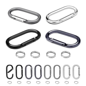 12Sets 2 Inch Large Carabiner Clips, Aluminum Spring Oval Keyrings with Flat ... - Picture 1 of 8