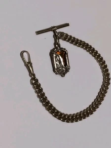 Antike Taschenuhrenkette silberfarben m. Anhänger 24cm Uhrenkette - Bild 1 von 4
