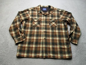 Pendleton Jacket Mens 2XL Brown Green Plaid Board Shirt Jac Wool USA Virgin - Picture 1 of 13