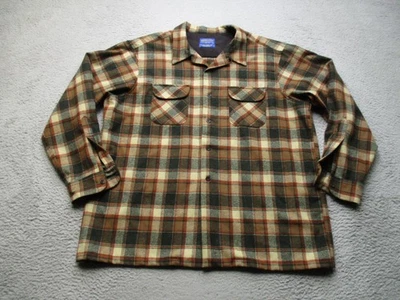 Pendleton Jacket Mens 2XL Brown Green Plaid Board Shirt Jac Wool USA Virgin - Image 1 of 4