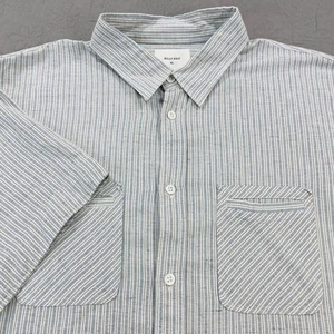 Billy Reid Shirt Mens XL Stripe Short Sleeve Made in Italy Linen Cotton Blend - Picture 1 of 7