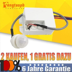 Mini Einbau Bewegungsmelder PIR-Sensor 220V Unterputz IP65 / IP20 Infrarot 500W - Bild 1 von 7