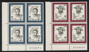 Belluzzi Architect Orafo Goldsmith Corner Blocks of 4 San Marino 1980 MNH - Picture 1 of 1