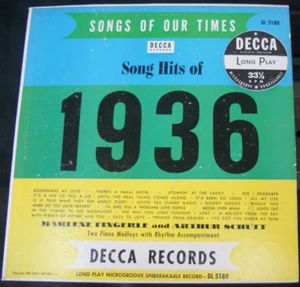SONGS OF OUR TIMES SONG HITS OF 1936 MARLENE FINGERLE & ARTHUR SCHUTT 10" LP JAZ - Foto 1 di 5