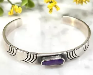 Vtg Sterling Silver Sally Yazzie Navajo Modernist Cuff Bracelet 6.5” Round 25.2g - Picture 1 of 13