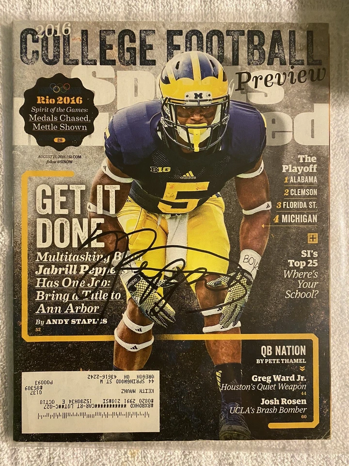 JABRILL PEPPERS SIGNED / AUTO SPORTS ILLUSTRATED MAGAZINE MICHIGAN WOLVERINES - Image 1 of 1