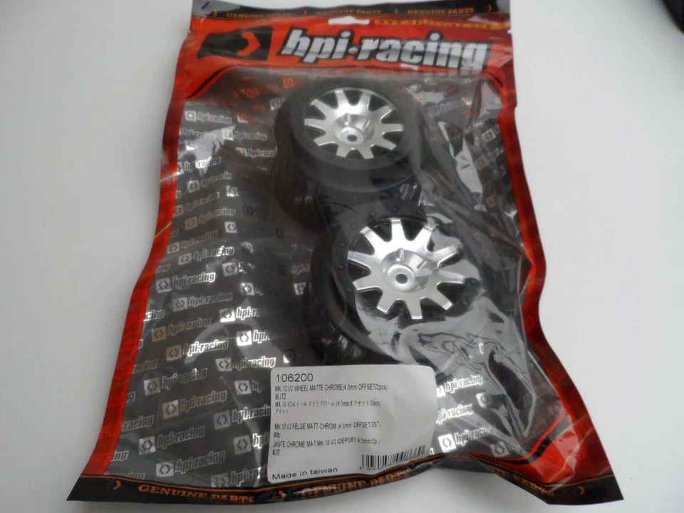 New HPI Mk 10 V2 Wheel Matt Chrome Finish 4.5mm Offset 106200 (Pair) As Shown - Image 1 of 1