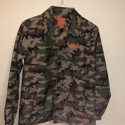 DICKIES  Jacket CAMO MEDIUM Hunter Nylon RETRO ORANGE LOGO Skater Stylish RARE - Image 1 of 4