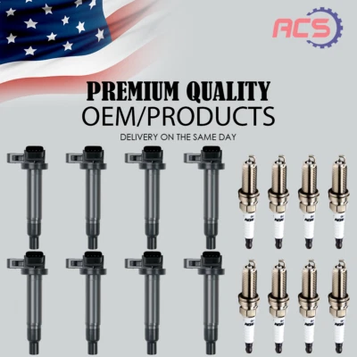 8X Bobina de encendido OEM + 8x Bujía de iridio para Toyota Tundra Sequoia 4,7 L UF230 Foto 1 de 4