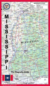 Mississippi USA Physical Map - Laminated 36.83cm x 63.5 - Bild 1 von 2