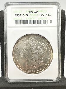 1904 O ANACS MS62 Morgan Silver Dollar $1 US Mint 1904-O MS-62