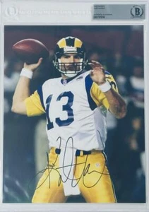 KURT WARNER SIGNED BAS SLABBED 8X10 PHOTO ST LOUIS RAMS AUTOGRAPH 99 SUPER BOWL - Picture 1 of 1