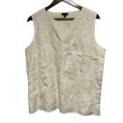 Talbots Blouse Womens 16 Petite Ivory Cream Sleeveless Sequin Linen Lined Top
