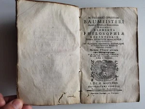 1776 - M. FRIDERICI CHRISTIANI BAUMEISTERI ELEMENTA PHILOSOPHIAE RECENTIORIS - Picture 1 of 12