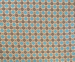 Aqua & Brown Geo Cotton Quilting Fabric 75 W X .5 Mtr David Textiles - Picture 1 of 4