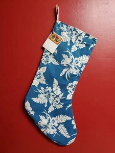 Christmas Stocking Handmade Fully Lined 20" Tropical Hawaiian Orchid Upcycled - Picture 1 of 8