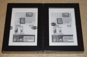 (2er Set) IKEA RIBBA 4" x 6" Bilder-Fotorahmen schwarzer Rand Hochformat Querformat - Bild 1 von 2