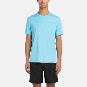 Reebok Left Chest Logo Crewneck Training Tech T-Shirt Men's M Bold Cyan S/S~ - Picture 1 of 15
