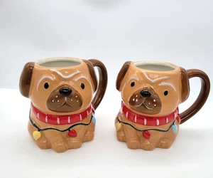 Set of 2 Target Wondershop Pug Mugs 2023 Christmas Dog Coffee Earthenware - Picture 1 of 9