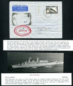 BARBUDA: (12869) CARTA AÉREA ANTIGUA/HMS LONDRES CANCELACIÓN/FUERZAS - Imagen 1 de 2