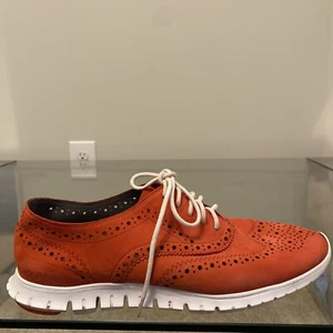 Cole Haan Womens Zerogrand Wing Ox Citrus Red Nubuck Size 9 B W02580 EUC - Picture 1 of 12