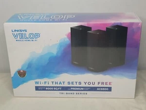 Linksys Velop AC6600 Tri-Band Intelligent Whole Home Mesh Wifi System ~Black NIB - Picture 1 of 8