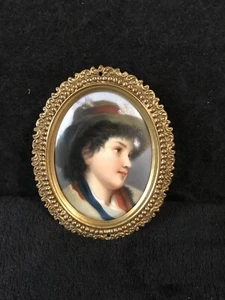 Exquisite antike gerahmte handbemalte Miniatur-Porzellan-Plakette - 788 - Bild 1 von 6