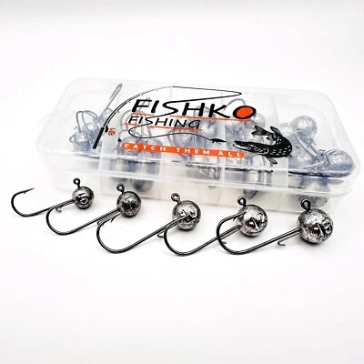 Jig Haken mit Box 25x Jigköpfe Jigkopf Bleikopf Jighead Set 5-15g Angeln Haken - Bild 1 von 4