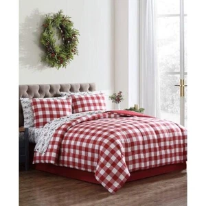 downluxe Lightweight Plaid Comforter Set 8-Piece Full with Pillow Shams - Picture 1 of 3